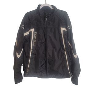 FXR Fox Racing Pack Jacket Men's Size Large Black White Nylon Waterproof Moto